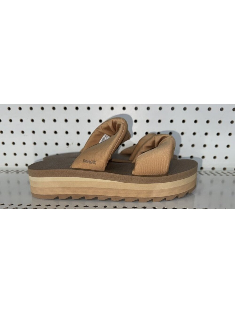 Sanuk Yoga Twist-N-Slide Womens Wedge Sandals Slides Flip Flops Size 8 Tan
